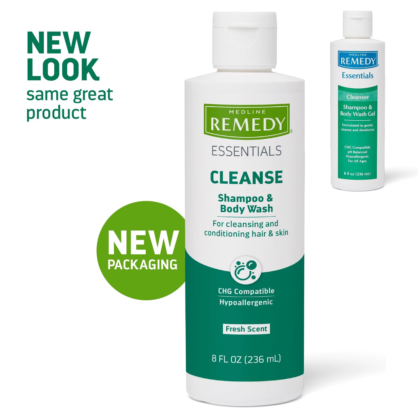 Medline Remedy Essentials Shampoo and Body Wash (8 fl oz), Fresh Scent, Full Body Cleanser with Aloe, For Adults & Elderly, Easy Rinse Gel for Bath Beauty & Personal Care Medline