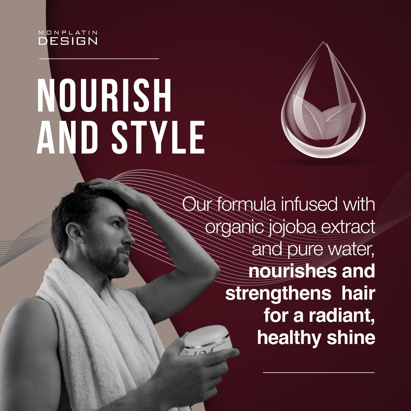 Mon Platin Professional Hair Wax - 150 ml Moisturizing Grooming Wax for Men's Wet and Shiny Look Styling with Jojoba Oil Essence and Pure Water Beauty & Personal Care Mon Platin Professional