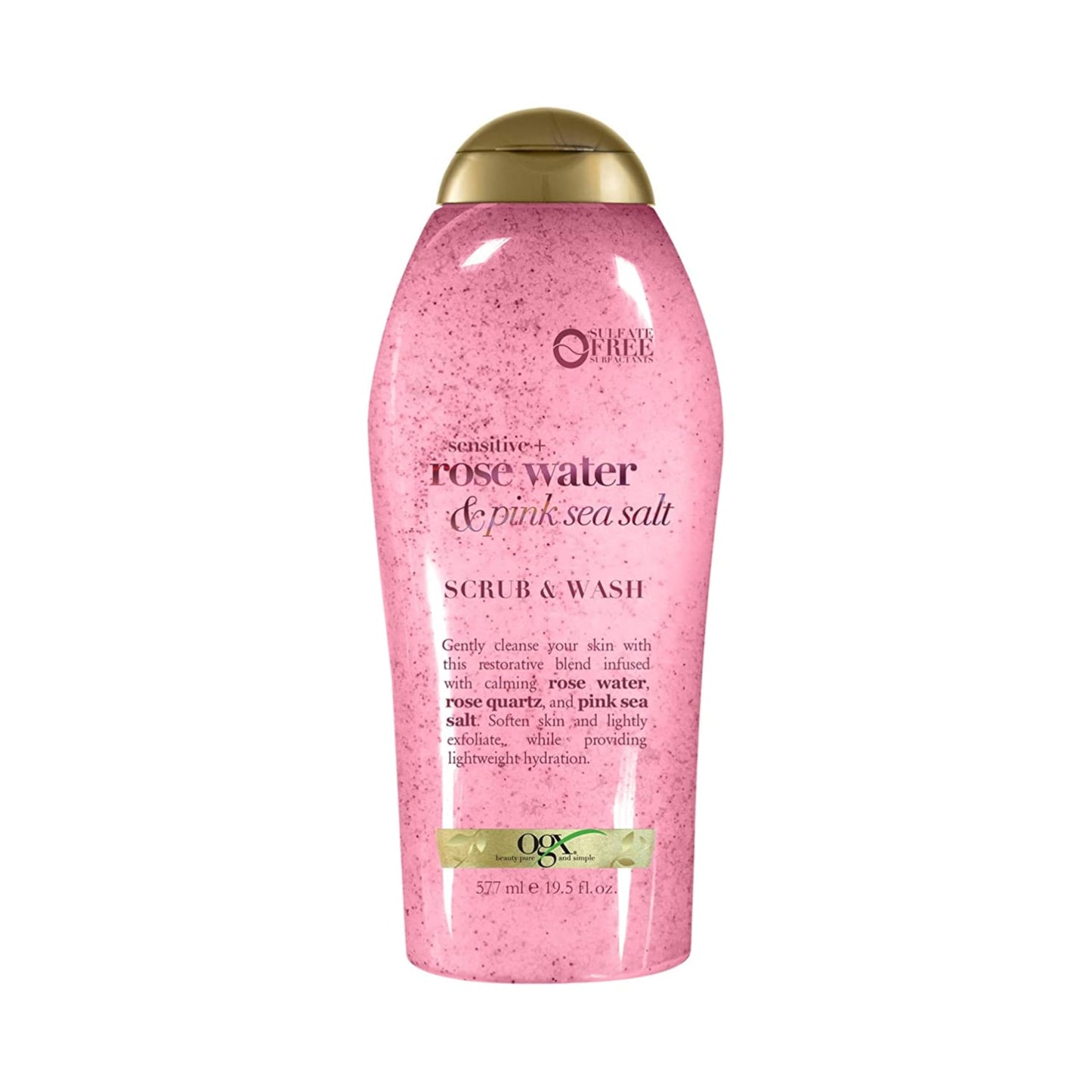 OGX Sensitive + Rose Water & Pink Sea Salt Exfoliating Body Scrub + Rose Quartz, Gentle Exfoliating Daily Body Wash Softens Skin, Body Scrub Beauty & Personal Care OGX