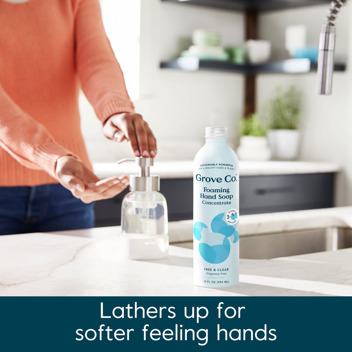 Grove Co. Hydrating Foaming Hand Soap Refills (2 x 12 Oz), Moisturizing Hand Wash, Fragrance-Free, No Plastic or Parabens, Cruelty Free, Free & Clear Beauty & Personal Care Grove Co.