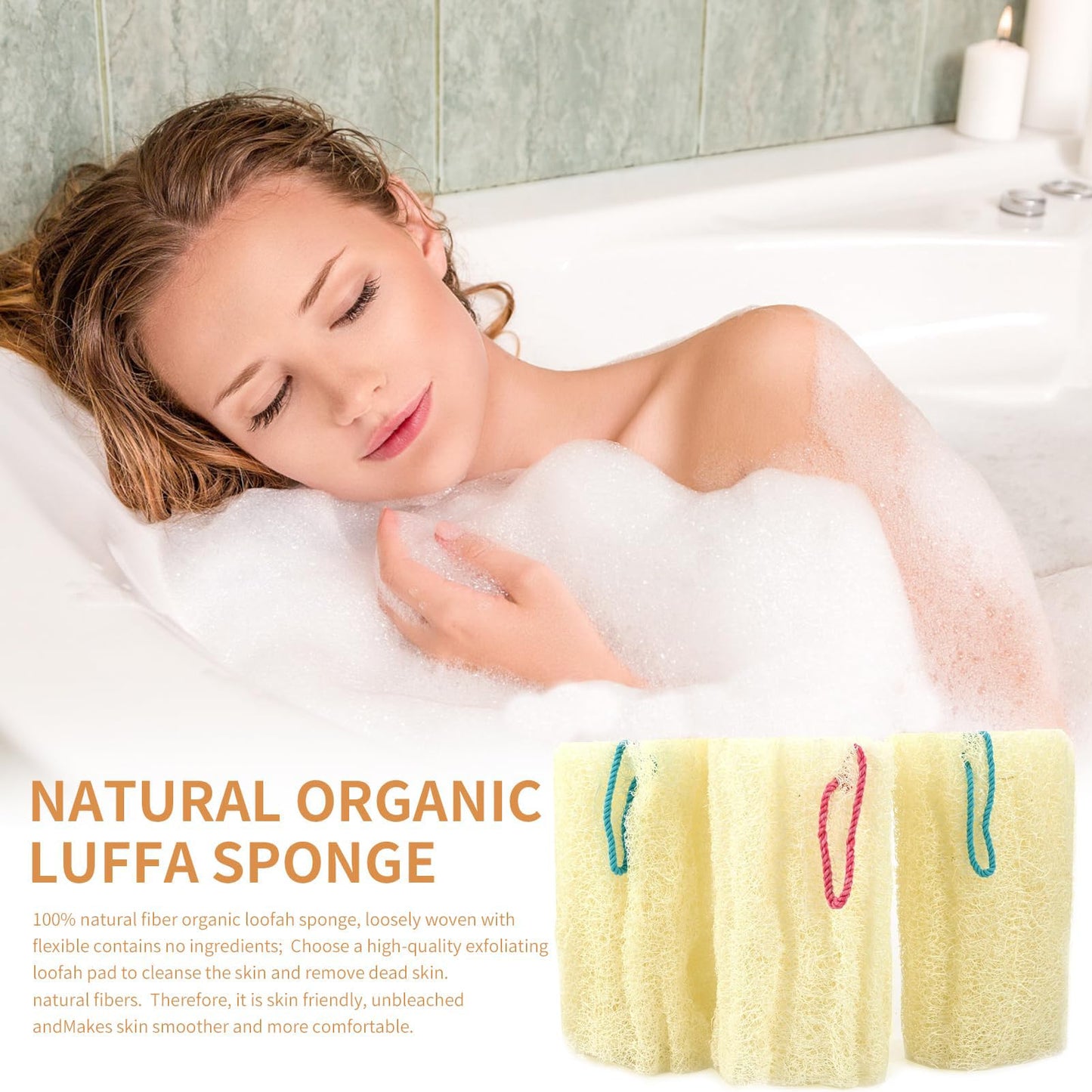 NileCart Loofah Pack of 3 Scrubbies for Body 6 in. Egyptian Loofah Sponge - Natural Exfoliating Body Scrubber Shower Loofah | Body Scrubber Exfoliator Beauty & Personal Care NileCart