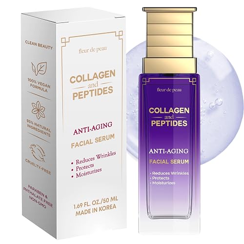 Fleur De Peau Collagen & Peptides Serum For Face - Dermatologist Tested, Anti-Aging, Ultra Hydrating, Plumping & Firming, for Fine Lines & Wrinkles Beauty & Personal Care Fleur De Peau
