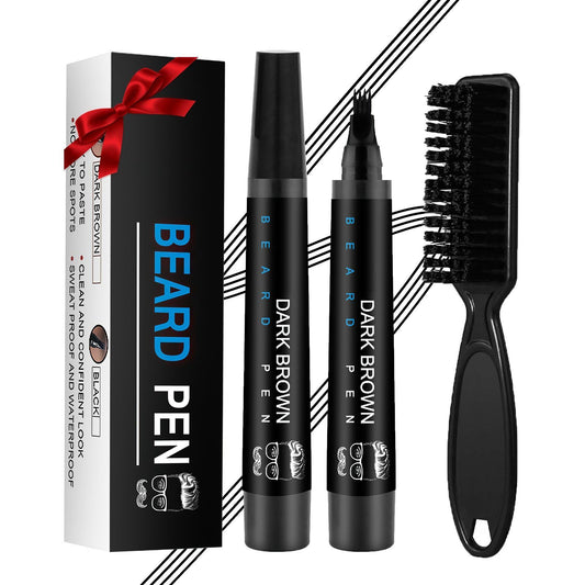 Beard Pencil Filler for Men Black - Beard Pen with Brush, Barber Pencil Smudge-proof & Water-proof Mens Grooming Kits Creating Natural Beard Color Beauty and Personal Care Ihrlpxkc