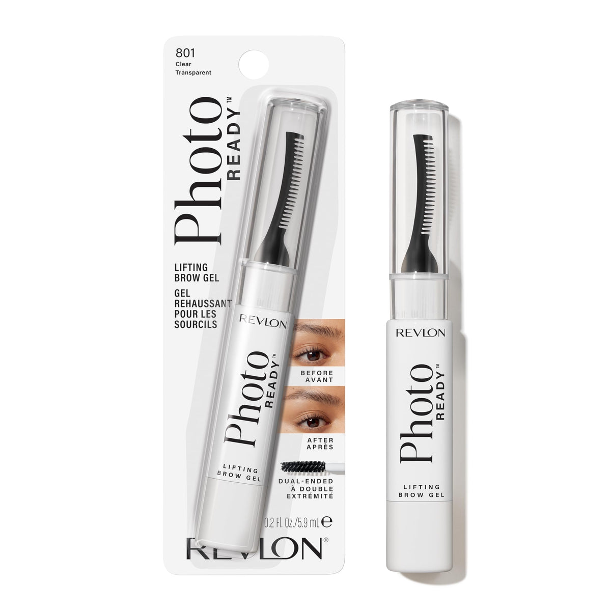 Revlon PhotoReady Lifting Brow Gel, Tinted Eyebrow Lamination with Spoolie Brush, Conditions, Shapes & Defines, 801 Clear, 0.23 fl oz Beauty & Personal Care REVLON