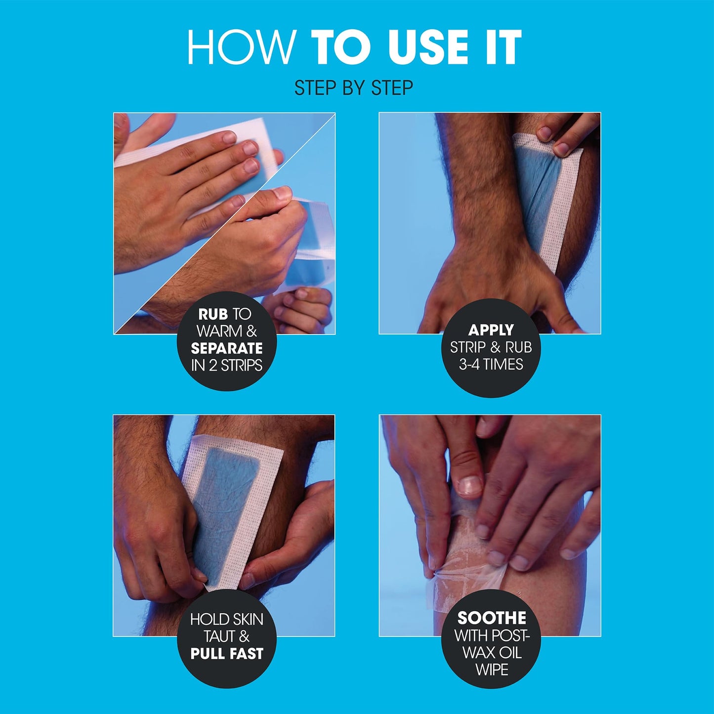 Nad's For Men Body Wax Strips - Wax Hair Removal For Men - At Home Waxing Kit With 20 Waxing Strips + 2 Calming Oil Wipes Beauty & Personal Care Nad's For Men