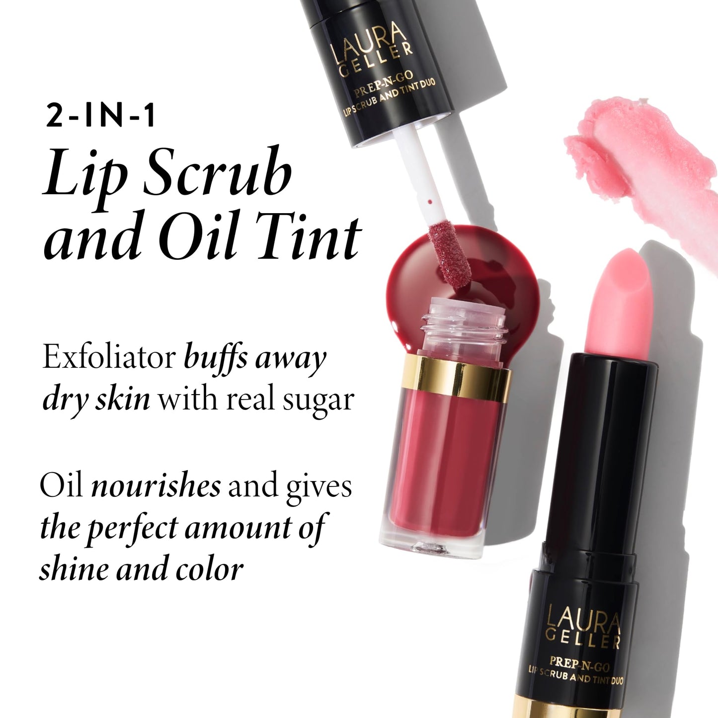 LAURA GELLER NEW YORK Prep-n-Go 2-in-1 Lip Scrub and Lip Oil Tint, Lip Hydrating Oil and Exfoliator, Rush Hour Beauty and Personal Care LAURA GELLER NEW YORK