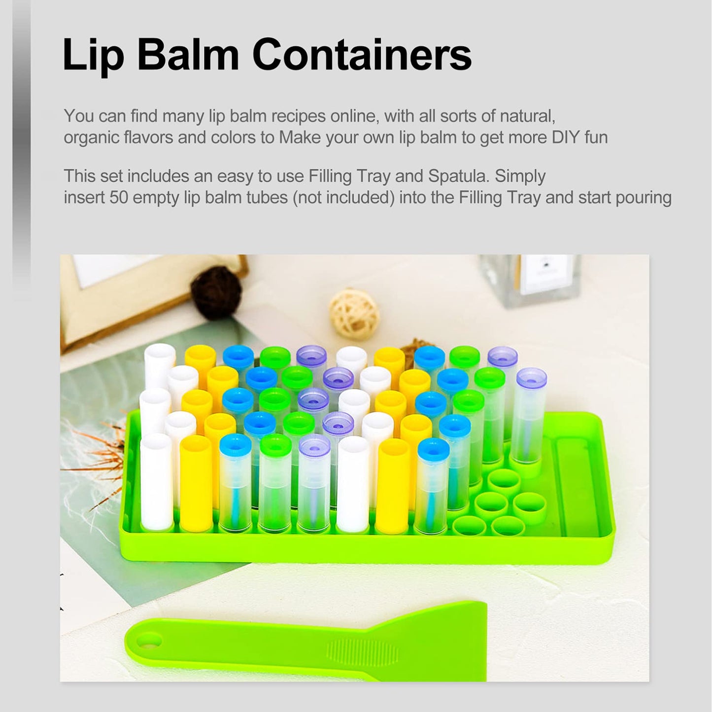 KALLORY Lip Balm Filling Tray and Spatula Set, Lip Balm Crafting Kits Holder 5 Lip Balm Containers Making Kit for DIY Lipstick, 2pcs Beauty and Personal Care KALLORY
