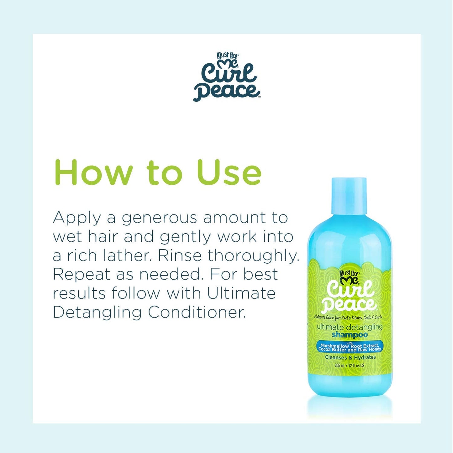 Just For Me Curl Peace Ultimate Detangling Shampoo - Cleanses & Hydrates, Contains Marshmallow Root Extract, Cocoa Butter & Raw Honey, No Animal Beauty & Personal Care Just For Me