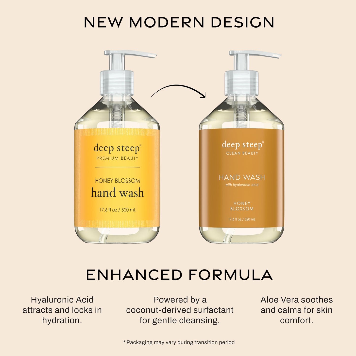 Deep Steep Liquid Hand Wash, Honey Blossom, 17.6 oz - Moisturizing Cleanser with Olive Oil, Aloe Vera, Glycerin & Hyaluronic Acid - Vegan, Clean Beauty & Personal Care Deep Steep