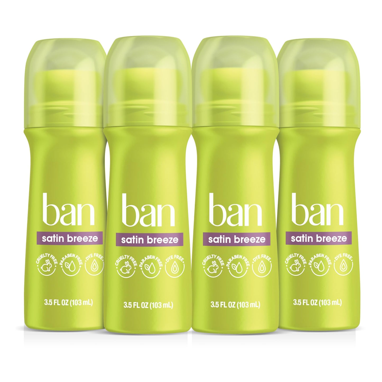 Ban Invisible Roll-on Antiperspirant Deodorant for Women and Men, 24-hour Underarm Odor & Sweat Protection, Satin Breeze, 3.5 Oz, Pack of 4 Beauty and Personal Care Ban
