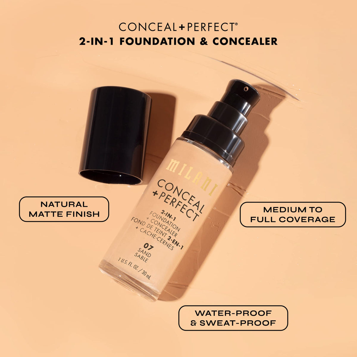 Milani Conceal + Perfect 2-in-1 Foundation + Concealer for a Flawless Complexion, Under Eye Corrector, Cover Redness and Imperfections, Waterproof Beauty & Personal Care Milani