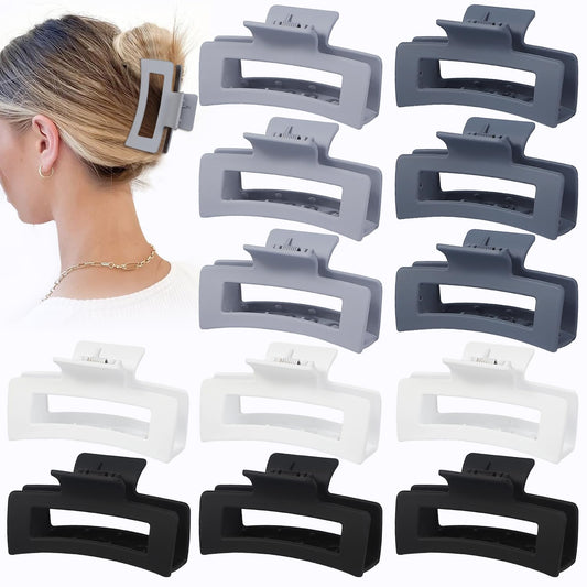 12 Pcs Medium Hair Clips for Women, 3.5 Inch Square Claw Clips, Colorful Hair Claw Clips for Thick and Thin Hair, Bulk Hair Accessories for Women Beauty and Personal Care Sisiaipu Default Title