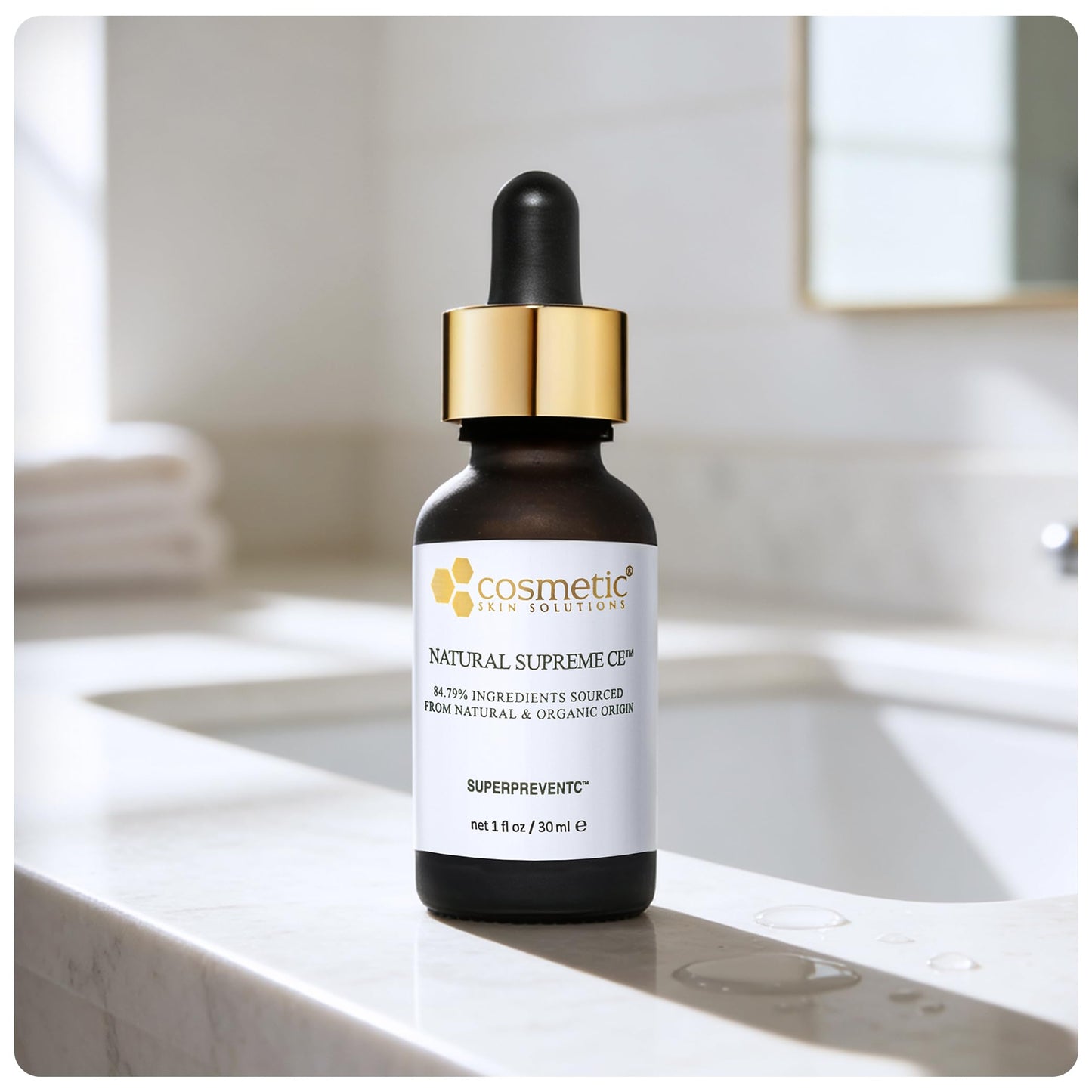 Natural Supreme CE - 15% Vitamin C Face Serum with Vitamin E, Aloe Vera & Organic Extracts - Hydrating and Firming Antioxidant Serum for Smooth Beauty & Personal Care Cosmetic Skin Solutions