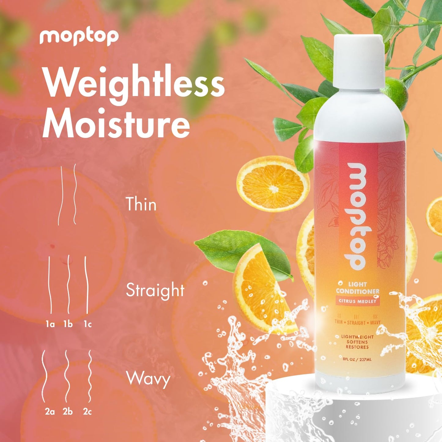 MopTop Light Conditioner - Lightweight Hair Moisturizer to Enhance Moisture & Reduce Frizz, Sulfate & Paraben Free Hair Care for All Hair Types Beauty & Personal Care MopTop