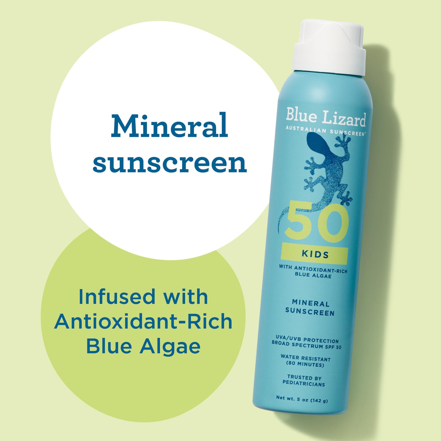 Blue Lizard Kids Mineral Sunscreen Spray SPF 50+, Brand, Broad-Spectrum UVA/UVB Protection, Water-Resistant, Zinc Oxide Formula, 5 fl oz Beauty & Personal Care BLUE LIZARD