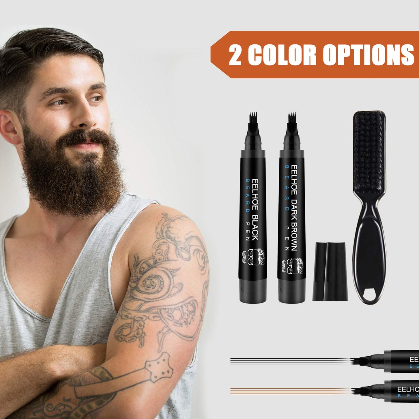 Eacam Harmless Wild Care Brush and Beard Filler Pen Suit Quick Fill, Tidy Up Messy Beard Easily with Harmless Filler Pen Suit Beauty and Personal Care Eacam