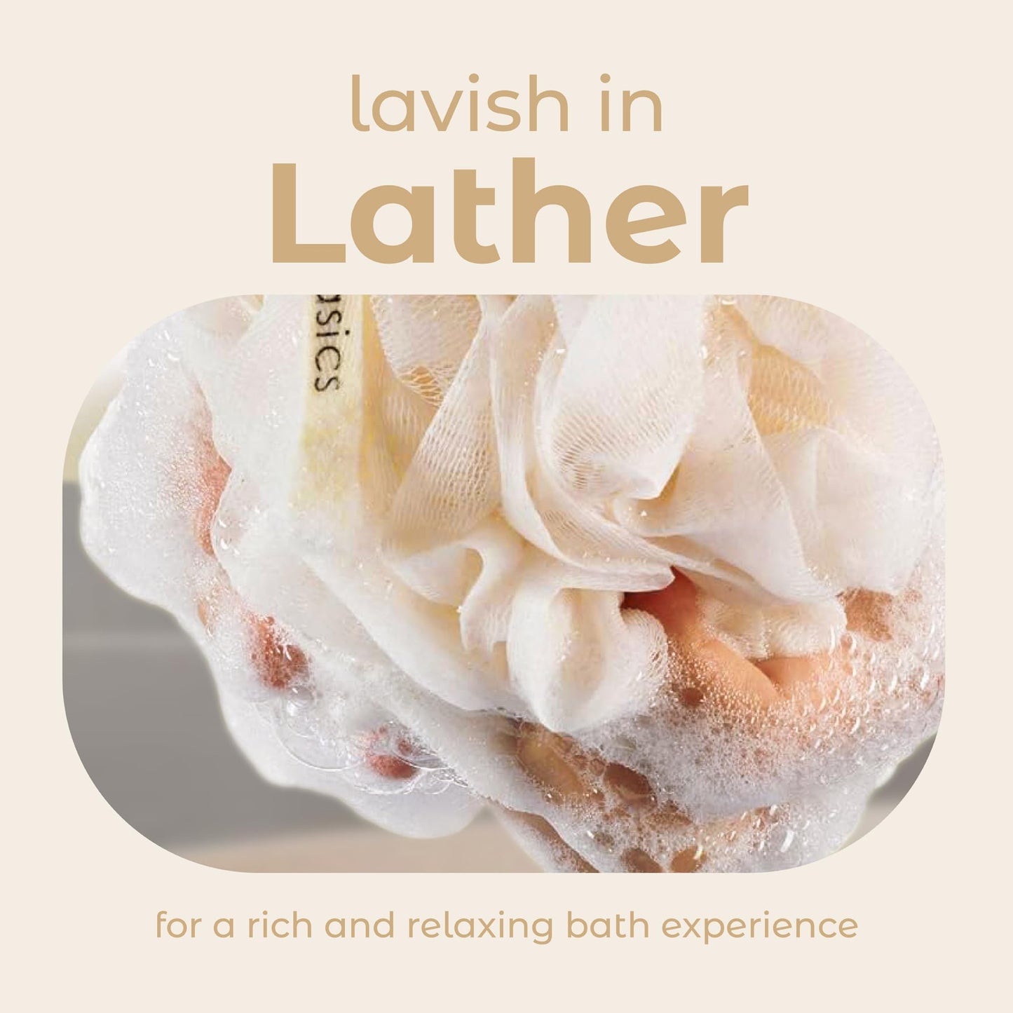 MainBasics Seaweed Infused Bath Shower Loofah Sponge Pouf Body Wash Scrubber (Set of 3) Beauty & Personal Care MainBasics