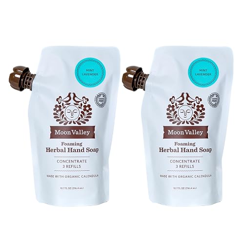 Moon Valley Foaming Hand Soap Refill Pouch, Two-Pack Mint Lavendar Soap, Vegan and Non-GMO, Environmentally Friendly Option Beauty & Personal Care Moon Valley Organics