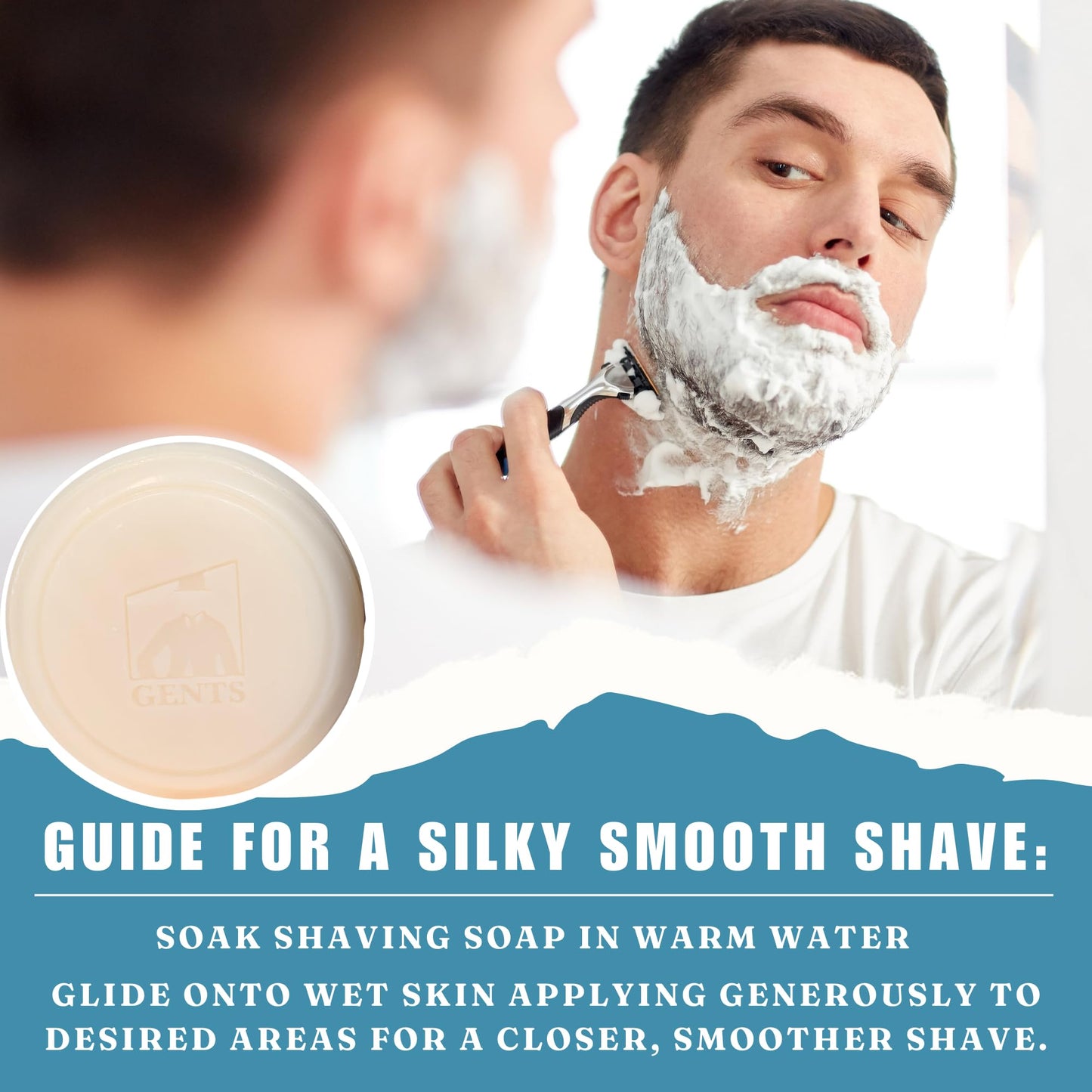 GENTS 97% All Natural Shave Soap Set for Men, Fragrance Free Shaving Soap with Shea Butter for Sensitive Skin Beauty and Personal Care G.B.S