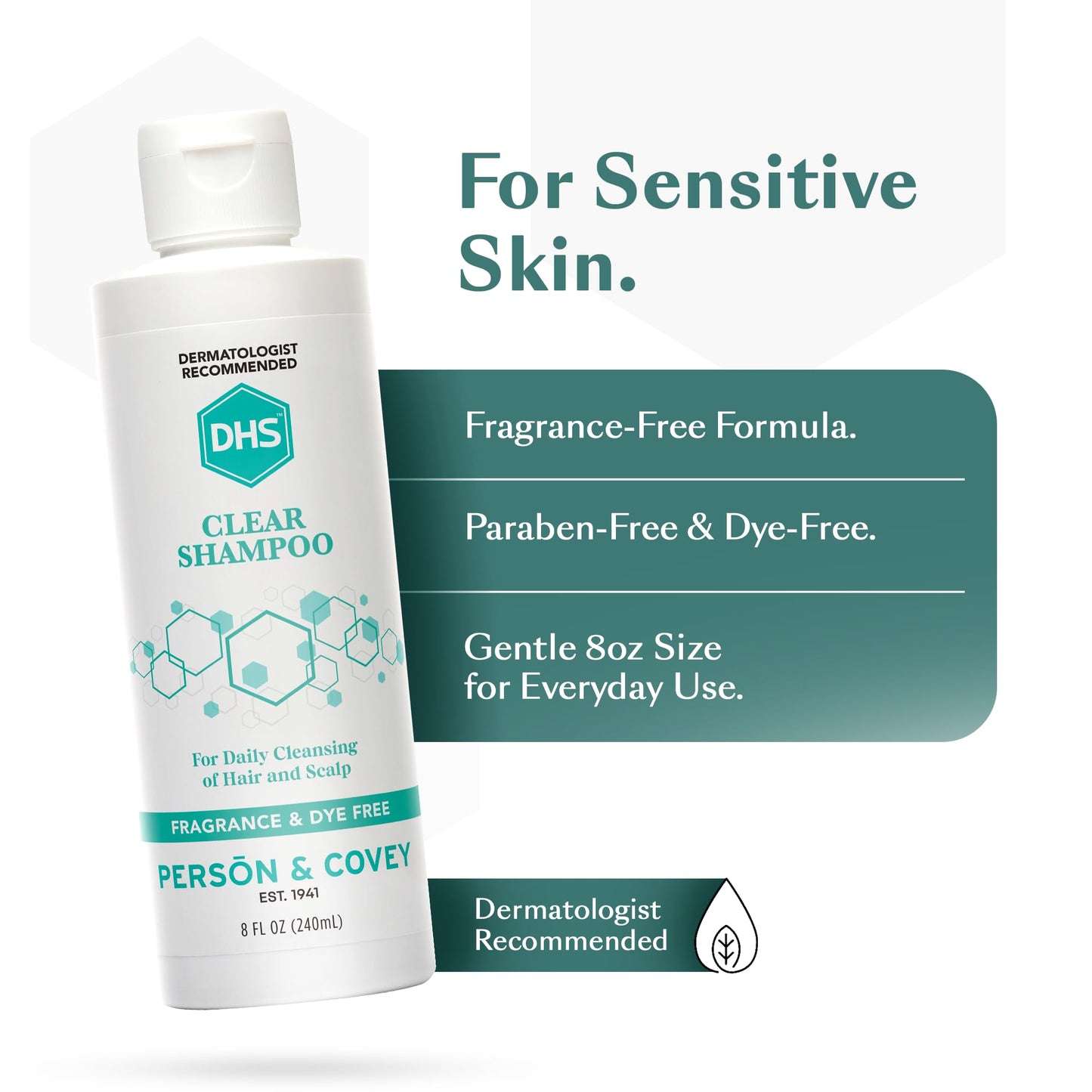 DHS Clear Shampoo - Women’s and Men’s Shampoo for Sensitive Skin/Unscented, Cleans Hair and Treats Dry Scalp/Irritant-free, Paraben-free Beauty & Personal Care DHS