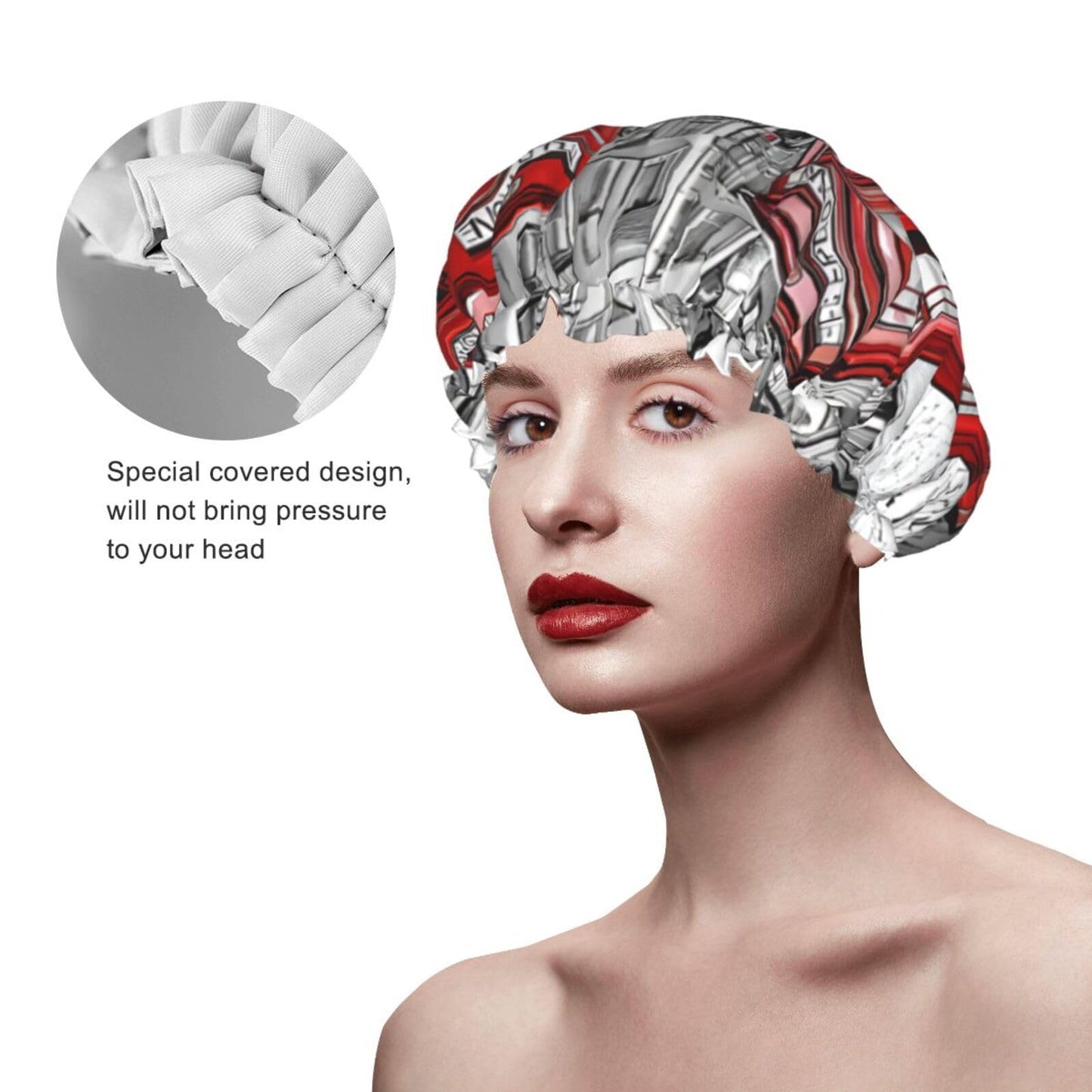 London Red Telephone Booth Printed Double Layer Lined Shower Cap,Shower Caps For Women Reusable Beauty and Personal Care BEIVGOXL