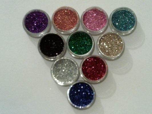 10 x Body Art Glitter Color pots - 5 Grams Each red Blue Black Green Silver Gold Purple Blue Orange Pink Beauty & Personal Care Dazzle Glitter Tattoos
