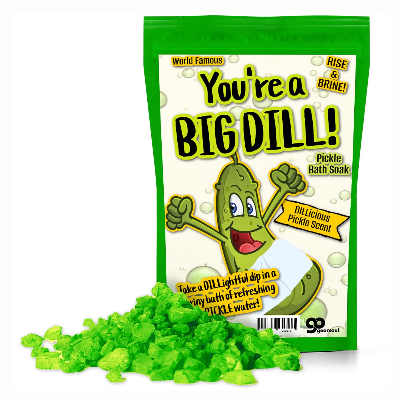 Big Dill Pickle Bath Soak - Fresh Dill Pickle Scent Bath Salts for Kids - Weird Spa Gift for Pickle Lovers, Funny Christmas Stocking Stuffers, Unisex Beauty and Personal Care Gears Out
