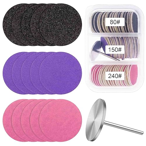 Difenni Sanding Paper Discs with Metal Nail Drill Bit Foot Sandpaper Discs 25mm Foot File Sandpaper Discs #80#150#240 Grits for Manicure Pedicure Beauty & Personal Care Difenni
