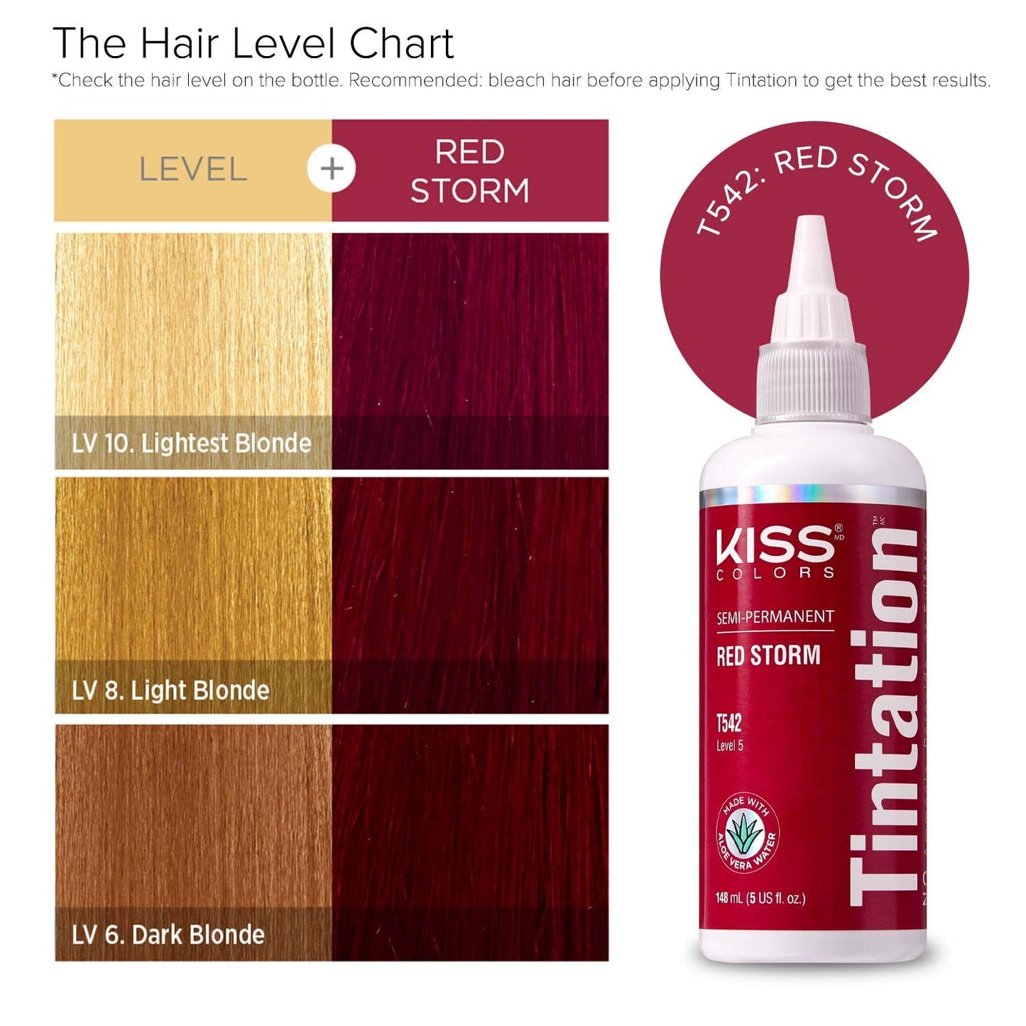 Red by Kiss Tintation Semi Permanent Hair Color, Aloe Vera Water Based, Argan Oil, Olive Oil, Collagen & Keratin, Long-Lasting Color Dye (Red Storm, 5 Beauty & Personal Care Red By Kiss