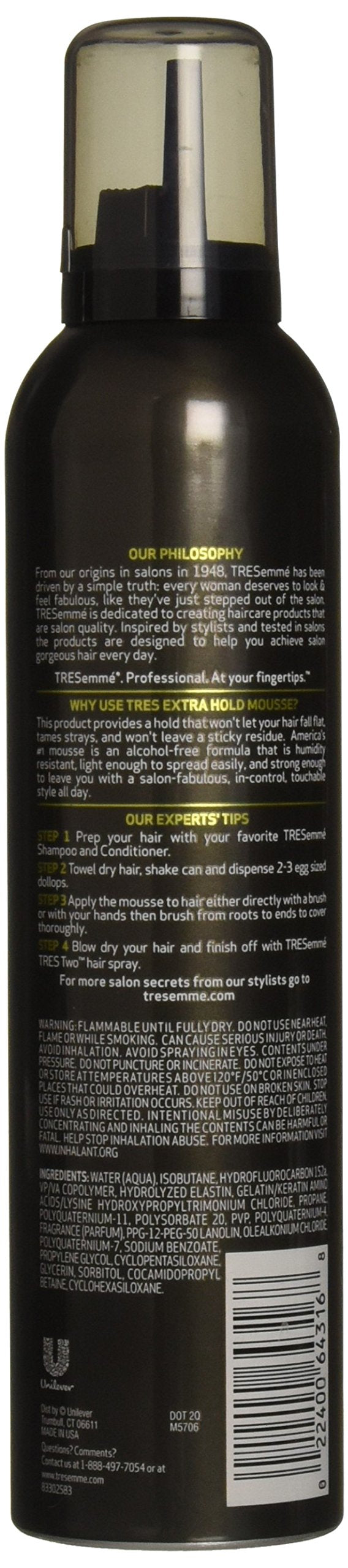 TRESemmé TRES Two Hair Mousse Extra Hold 10.5 oz Beauty & Personal Care TRESemmé