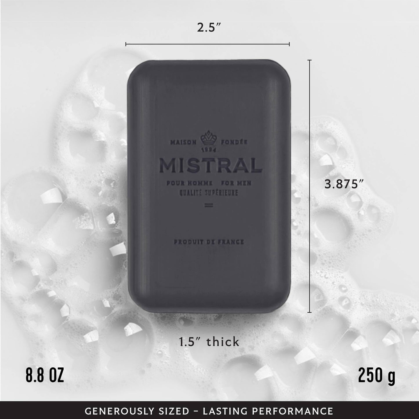 Mistral Black Amber Luxury Bar Soap for Men | Men’s Natural Soap Bar | Paraben, Phthalats Free | Moisturizing & Triple-Milled Natural Soap for Men Beauty & Personal Care Mistral