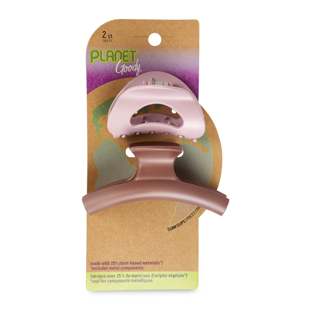 GOODY Planet SlideProof Claw Clips 2ct Blush and Rust