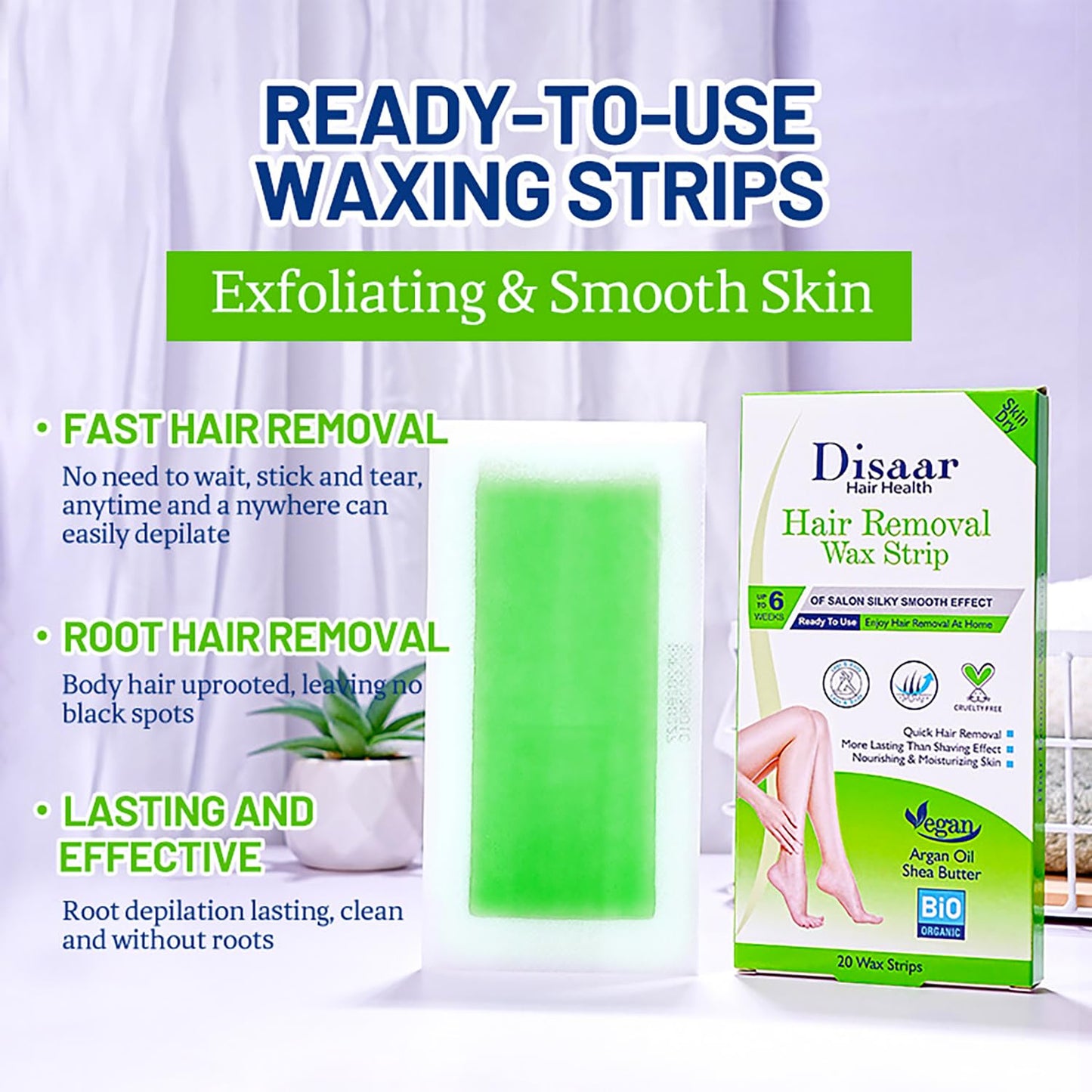 DISAAR BEAUTY Hair Removal Wax Strip Ready To Use At Home Armpit Leg Arm Bikini Area Natural Plant Extract Soothing Soft Skin 20PCS (Normal Skin Beauty and Personal Care DISAAR Beauty