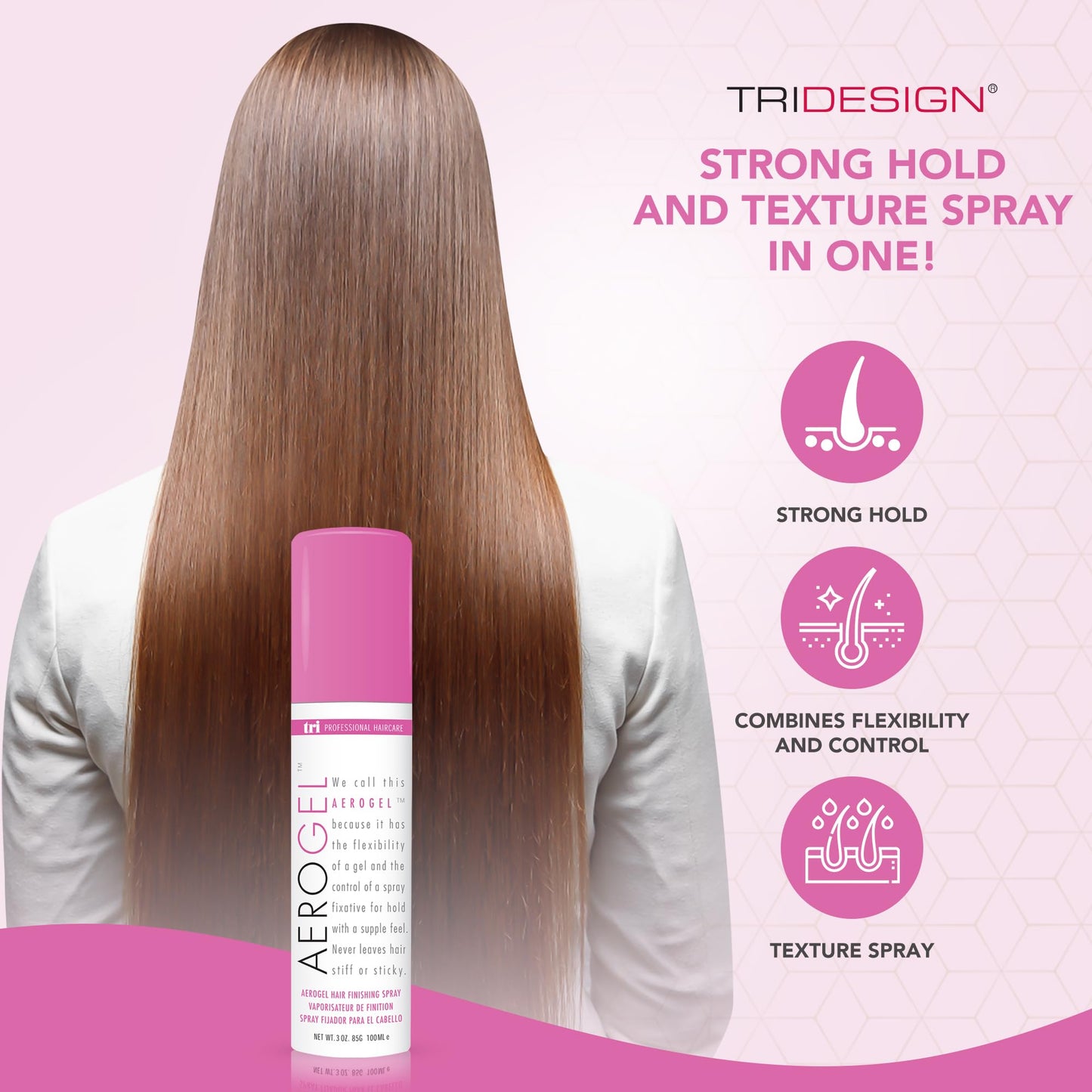 TRI Design Aerogel Hairspray - Strong Hold Hair Finishing Spray for Volumizing & Control, Flexible Styling for All Hair Types, Non-Sticky and Scented Beauty & Personal Care TRIDESIGN