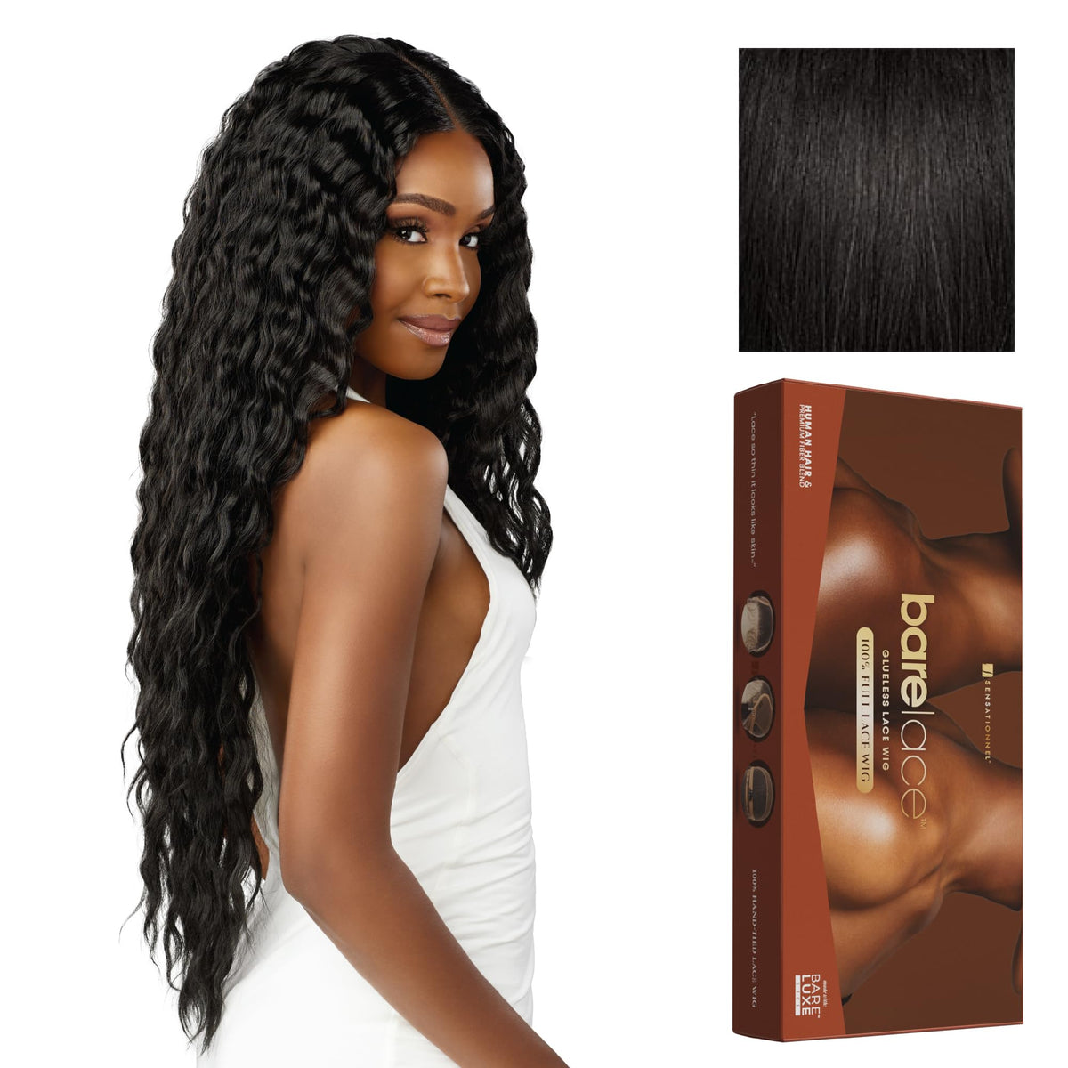 Sensationnel Bare Lace FullLaceWig-Unit 6, 1B OFFBLACK