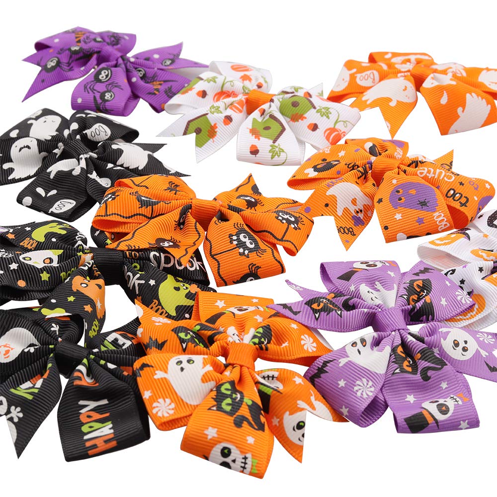 Rocutus 12pcs/set Halloween's Day Bow Knot Hair Pins Boutique clips Grosgrain Ribbon Halloween Hair Bows (Halloween 1) Beauty & Personal Care Rocutus