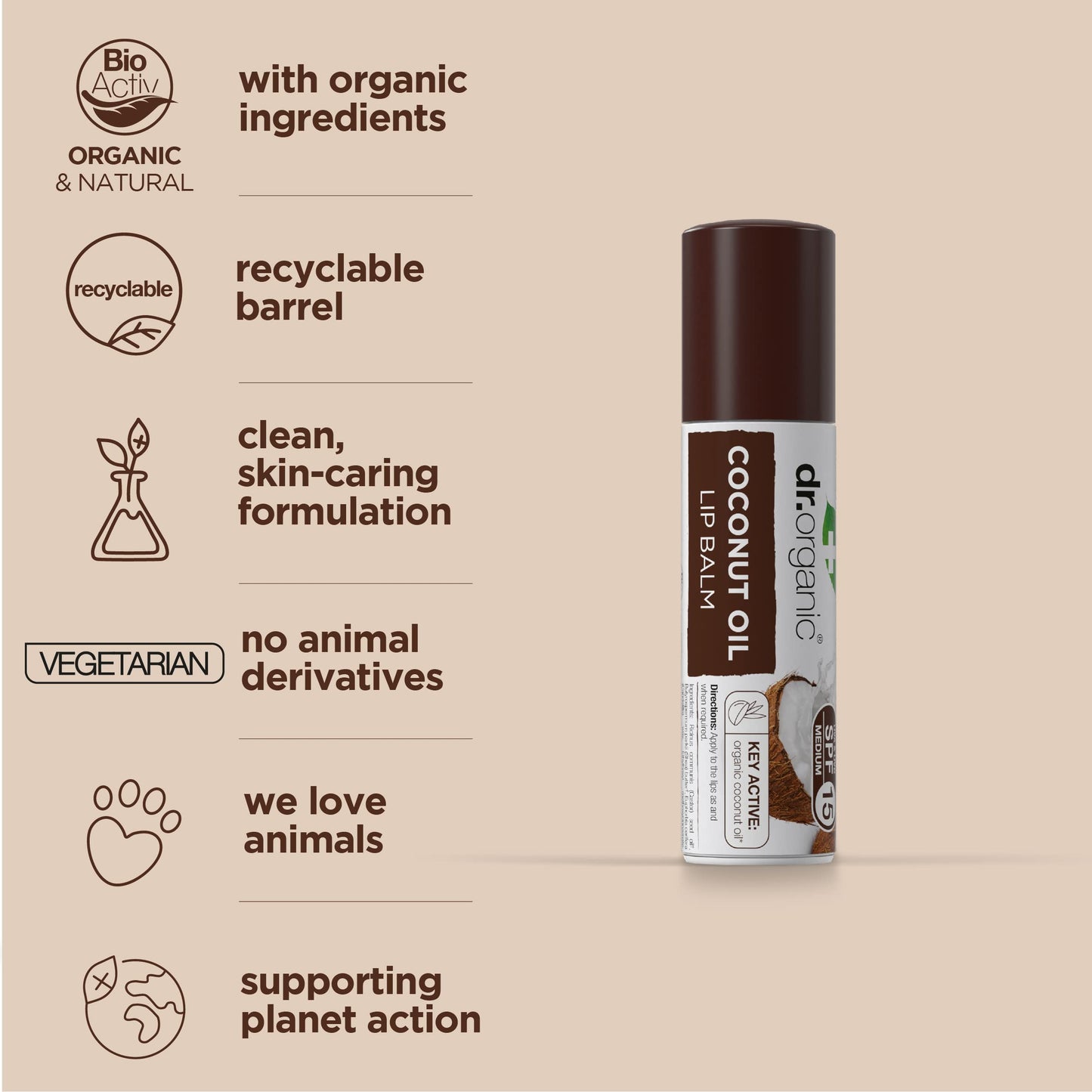 Dr Organic Virgin Coconut Oil Lip Balm 5,7 ml Beauty and Personal Care Dr. Organic