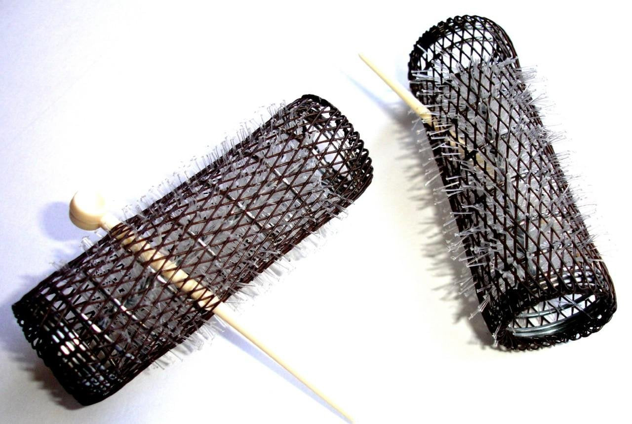 2 Pack HAIR STYLING BRUSH ROLLERS & PINS Hair Curlers 7/8" x 3" Bristles (12 Rollers) Beauty & Personal Care Ameliana