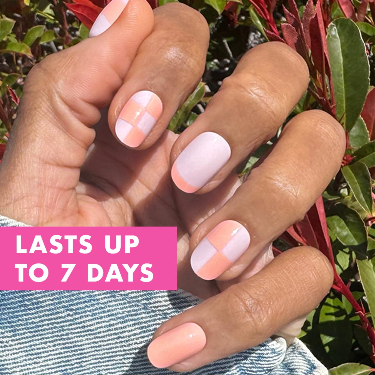 Olive & June Super Stick Press-On Nails, Sherbert Checker Party
