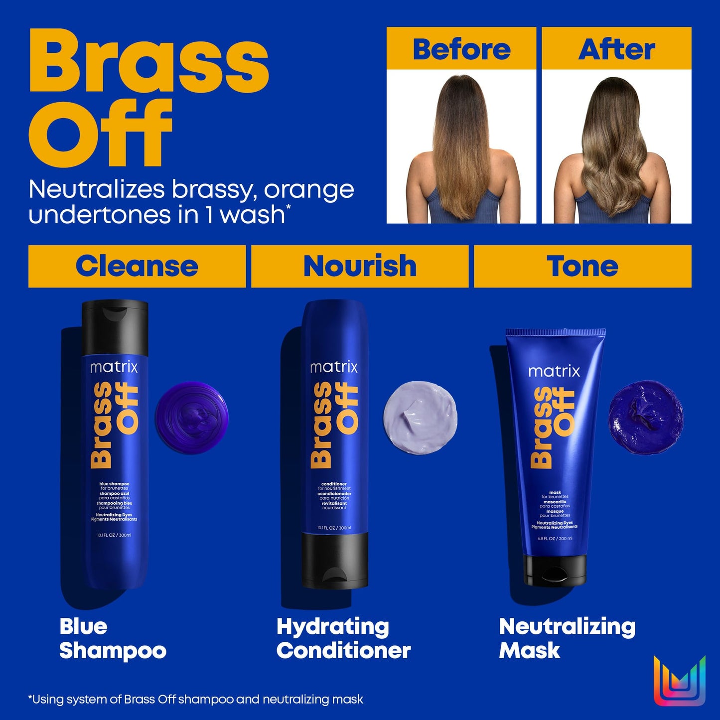 Matrix Brass Off Color Depositing Neutralization Hair Mask | Repairs & Protects Fragile Hair | For Color Treated Hair |Neutralizes Orange Tones | Beauty & Personal Care MATRIX