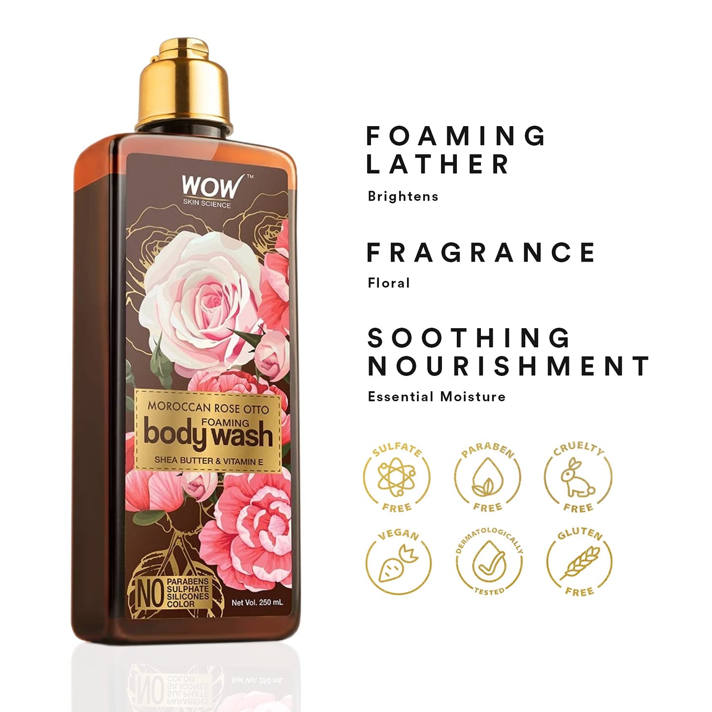 WOW Skin Science Moroccan Rose Otto Body Wash - Maximum Hydration For Smooth, Healthier, Softer Skin For Men, Women, Teen- Subtle Flowery Scent Beauty & Personal Care WOW Skin Science