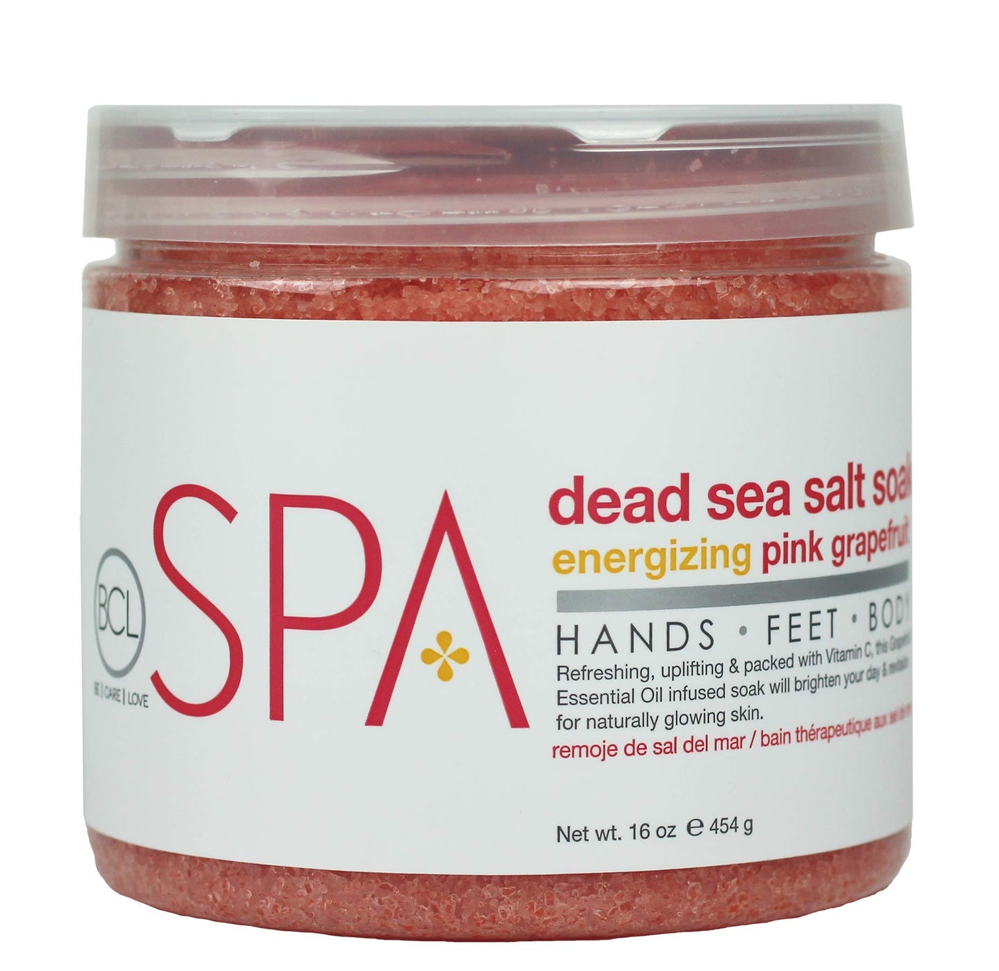 Be Care Love (BCL) Spa Energizing Pink Grapefruit Dead Sea Salt Soak - Professional Uplifting Foot Soak for Pedicure & Manicure, Softens Skin Beauty and Personal Care BCL SPA