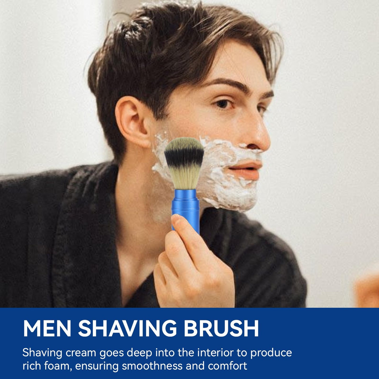 2PCS Travel Shaving Brush, Badger Hair Shaving Brush Aluminum Portable Facial Foaming Grooming Tool for Men Shave Beard Bathroom Supplies Beauty and Personal Care Jwthee
