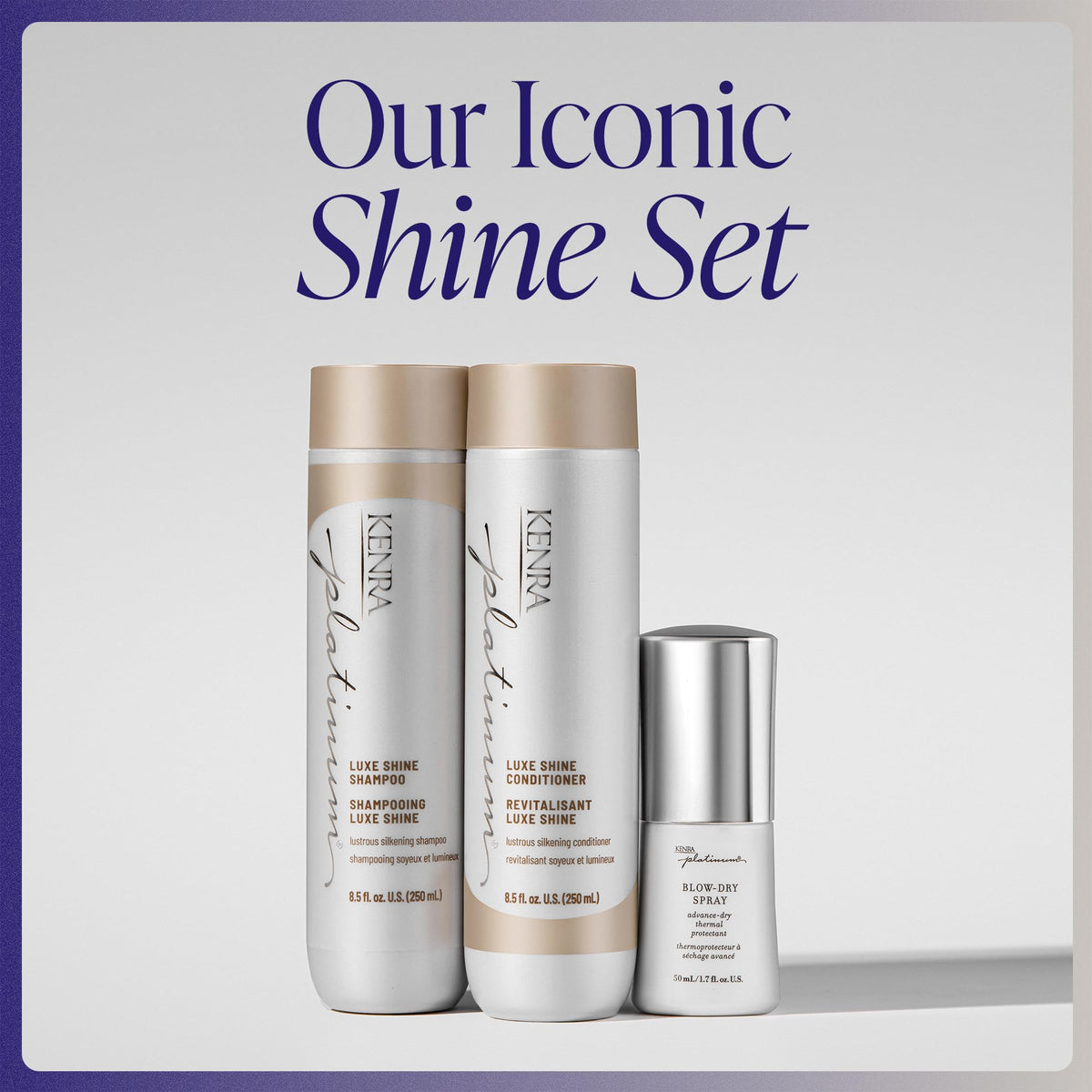 Kenra Haircare Kit | Luxe Iconic Shine Set | Luxe Shine Shampoo + Conditioner + Blow-Dry Spray | (Amazon Exclusive)
