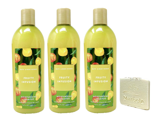 Bath & Body Works Fruity Infusion - 3 Pack Of Moisturizing Shampoo with a Natural Oats Sample Soap Beauty & Personal Care Bath & Body Works