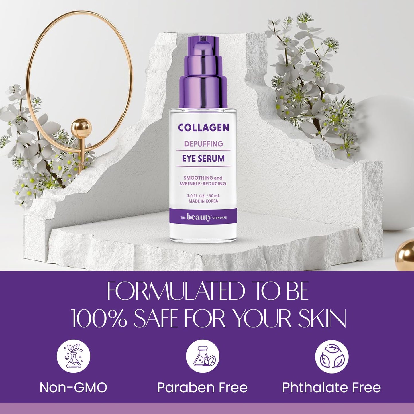 The Beauty Standard Collagen & Hyaluronic Acid Under Eye Serum - Anti-Aging, Hydrating, Reduces Puffiness & Wrinkles - Dermatologist Tested, Korean Beauty & Personal Care The Beauty Standard