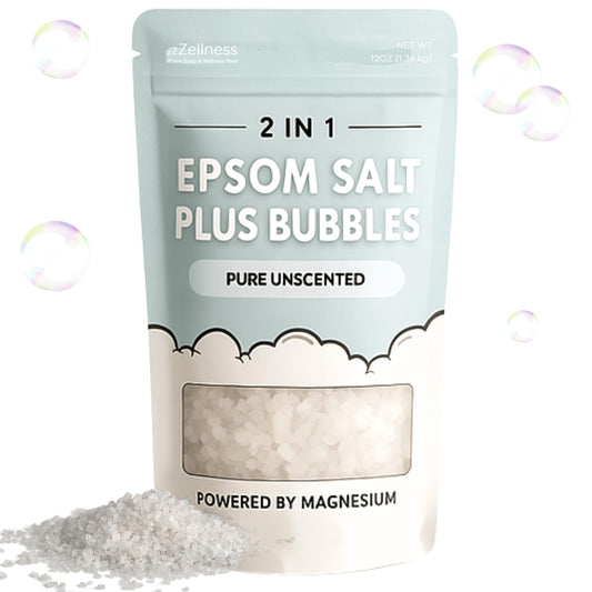 ZZZELLNESS Epsom Salt Plus Bubbles - Pure Unscented Foaming Bath Soak - Magnesium Sulfate for Muscle Recovery, Stress Relief & Relaxation - Great Beauty and Personal Care ZZZELLNESS