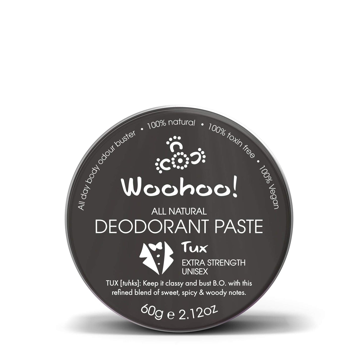 Woohoo! Body All-Natural Deodorant Paste - Tux (Extra Strength, 2.12 oz / 60 g Tin) Beauty and Personal Care Woohoo Body