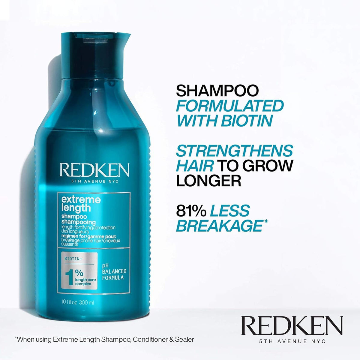 Redken Extreme Length Shampoo - For Longer Hair, 10.1 Fl Oz