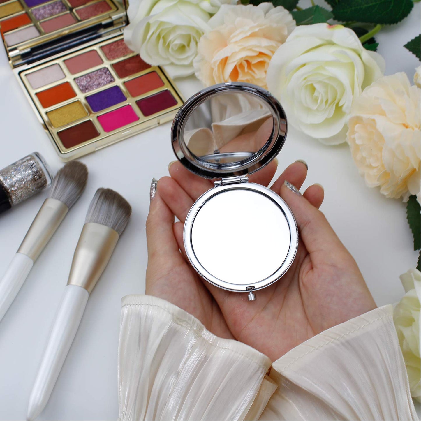 COFOZA 1973 50th Birthday Gifts for Woman Mom Wife Stainless Steel Compact Pocket Travel Makeup Mirror Inspiration Present Behind You All Your Beauty & Personal Care COFOZA